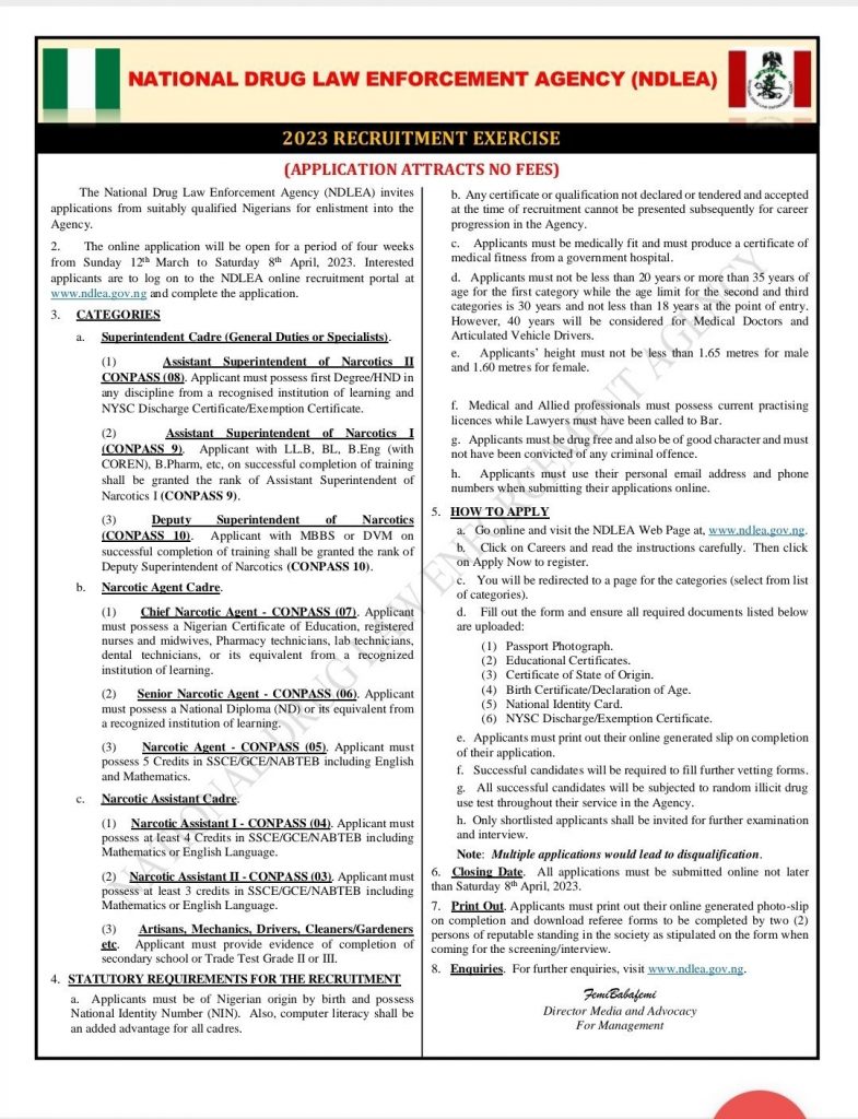 NDLEA Recruitment